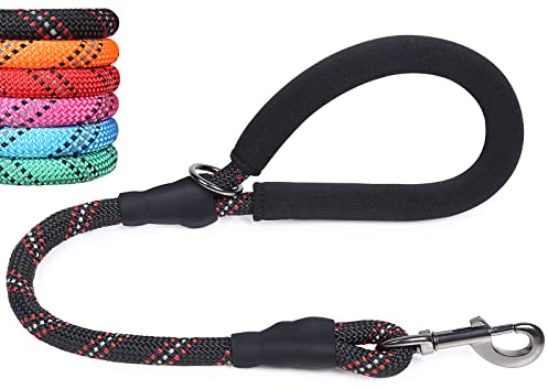 VIVAGLORY Hundeleine Kurz Closerok Kurzführer Hund, Hundeleine Leine mit Gepolstertem Griff & Schlaufe für Joggingleine Hausleine, Kurzführer & Kurzleine für Hunde, 61cm, Schwarz