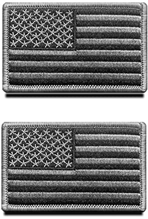 2 St. Grau USA Flagge Patch- Taktisch Amerika Klettabzeichen, Bestickter Aufnäher mit Verschluss, Militär Aufkleber Bänder für Rucksäcke Kleidung Taschen Uniform Weste Jersey