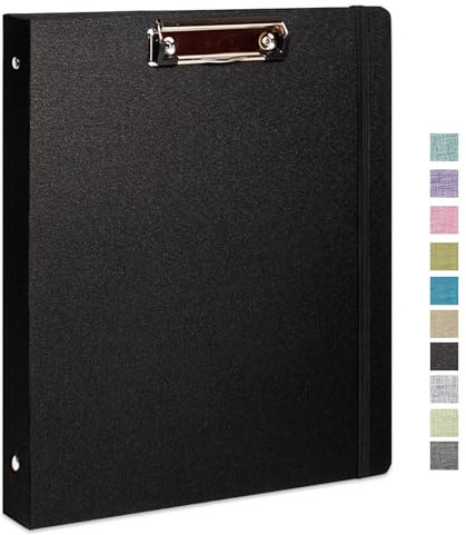 Cherrich Raccoglitore a tre anelli con portablocco, copertina in lino, raccoglitore per appunti da 21,6 x 27,9 cm, 2 tasche interne per organizzare scuola, lavoro e casa