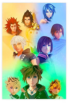 Kingdom Hearts Trios Poster Leinwand Poster Schlafzimmer Dekor Sport Landschaft Büro Zimmer Dekor Geschenk Unframe 08x12inch(20x30cm)