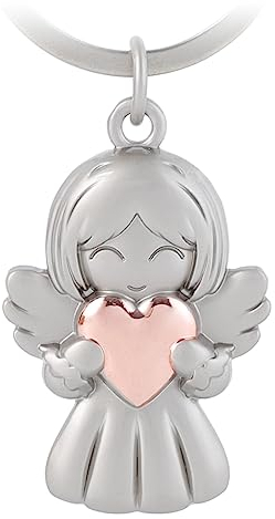 GZXYA Porte-clés Ange Gardien, Pendentif Porte-Bonheur, Ange avec cœurs pour Examens ou Voiture, adapté comme Cadeaux pour Femmes, Petites Amies, collègues. 1274 (D or rose)
