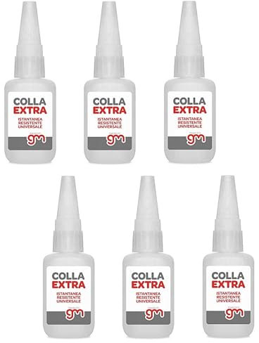 Magazzini GM COLLA EXTRA, Adesivo Istantaneo Multiuso per Acciaio, Plastica, Legno, Metallo, Tappo Anti-occlusione, Colla Cianoacrilato per Modellismo,Resistente alla Benzina, 20gr (6)