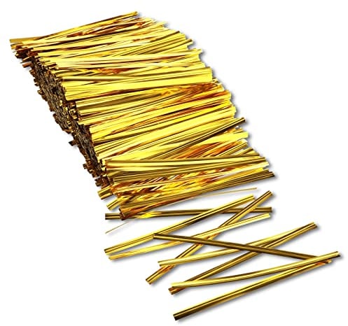 1000 Stück Twist Ties Metallischen Bindebaender Verschluss Für Tüten Gold Bindebaender Tütenclips Verschlussstreifen Bindestreifen Für Bäckerei Süßigkeitentüten Plätzchen Schokolade(3.9inch)