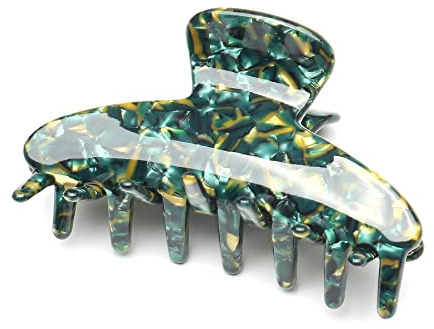 QinGoo pince à cheveux acétate de taille moyenne Belle pince à griffe pour femme, Accessoire de cheveux élégant pour adultes - 1 pièce(8,5 x 4,5 cm, vert)