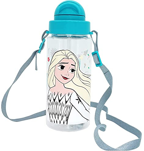 Borraccia in tritan Frozen Disney BPA Free con cannuccia bottiglia per bambini 500 ml con tracolla