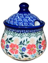 Lidia's Polish Pottery Sugar Bowl- Ceramika Kalich Cornflower