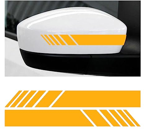 CGEAMDY Paar Rückspiegel Auto Aufkleber Reflektierende Streifen, PET Wasserdicht Autospiegel Aufkleber DIY Dekoration für Auto Seitenspiegel Rückspiegel(Gelb)