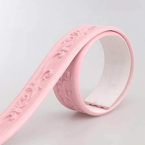 Dostear BordüRe Selbstklebend Kinderzimmer Tapeten Wohnzimmer Wanddeko Badezimmer 3d Fliesenaufkleber Wandleisten 4-rosa 4 x 500 cm