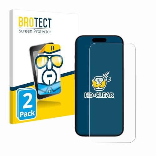 BROTECT Schutzfolie für Apple iPhone 15 Pro | 2 Stück Transparenter Displayschutz Made in Germany Klare Displayschutz-Folie Clear Einfache Montage Case-Friendly