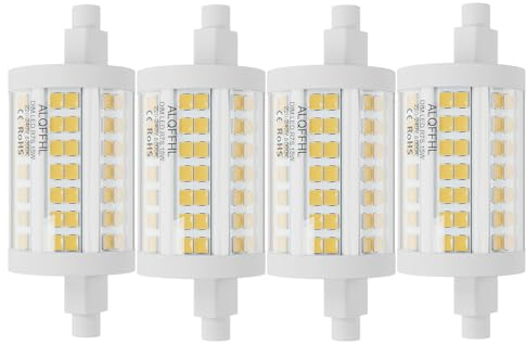 R7S LED Lampen 78mm Dimmbar 15W, Doppelendige J Typ Flutlichter (150W Halogenstab T3 äquivalent), 6000K 2000Lm, LED Leuchtmittel Stablampe, Wände Sicherheit Böden Glühbirnen, 4er-Pack (Kaltes Weiß)