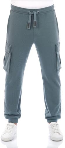 riverso Cargo Jogginghose Herren Baumwolle lang Regular Fit RIVLoris Cargohose Sporthose Trainingshose Freizeithose Taschen Blau M, Größe:M, Farbe:Turpid Blue