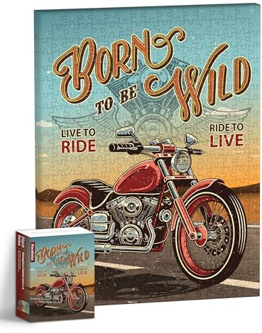 PieceRelax Puzzle Wandbild – Retro Poster - Born to be Wild | DIY-Puzzle zum Aufhängen | Wanddeko für Zuhause & Büro [HN1274]