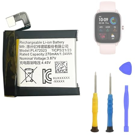 Aousavo PL472023 - Batteria di ricambio compatibile con Amaz-fit GTS 4 Mini Smartwatch con kit di ricambio