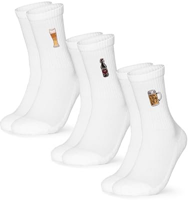 Occulto Damen & Herren Motiv Tennissocken 3er Pack (Modell: Robin), Statement Tennis Socken Bier 39-42