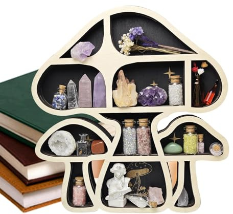 Pilz-Wanddekoration – Pilzregal-Cluster, Schlafzimmer-Wandregale | Pilz-Wandregal-Set, Schlafzimmer-Wandregal-Set, schwebende Kristallanzeige für Schlafzimmer-Wandregal