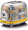 Ariete Toaster 155 Positano, Mediterranes Design, 2 Breite Schlitze, 6 Bräunungsstufen mit Automatischem Auswurf, Krümelfach, Toast-, Aufwärm- und Auftaufunktion, 810W