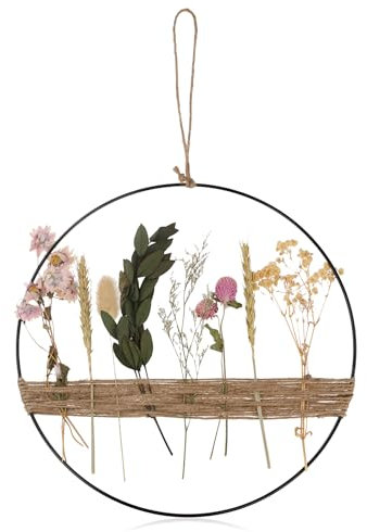 Ghirlanda per Porta Ingresso (30x30 cm), Ghirlanda Fiori Secchi, Decorazione Porta Ingresso Autunno, Ghirlanda Naturale per Porta e Parete, Decorazione Rustica per Casa e Eventi