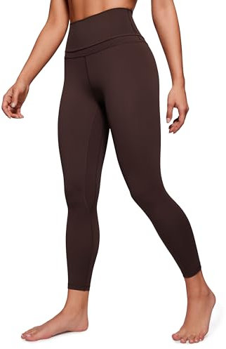 CRZ YOGA Damen Naked Feeling Sport Leggings High Wasit Sporthose Yogahose Blickdicht Lange Yoga Leggins - 64cm Heißes Fudge-Brown 38