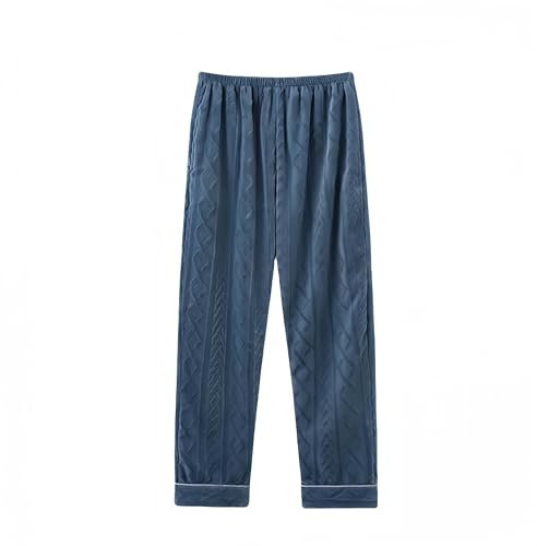 RWGSNB Pantalone Pigiama Uomo, Pigiama in Pile per Uomo Pigiama in Pile Corallo Pantaloni Elastico in Vita Pigiama Invernale Caldo Abbigliamento da Casa con Tasca Pantaloni Dritti a Quadri in Peluch