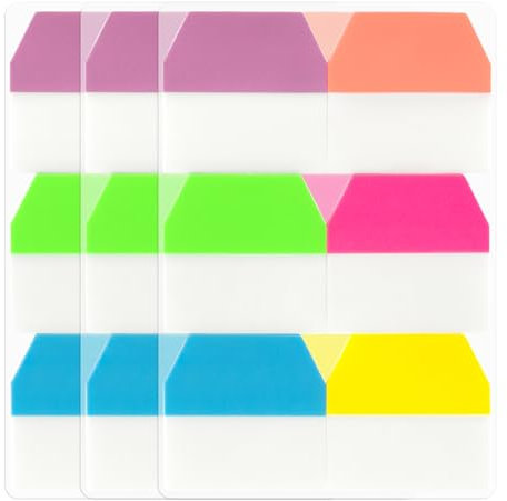 Mebamce 350 PCS Sticky Index Tabs, Writable and Repositionable Page Markers Labels for Office School Reading Notes, Books and Classify Files - 6 Colors