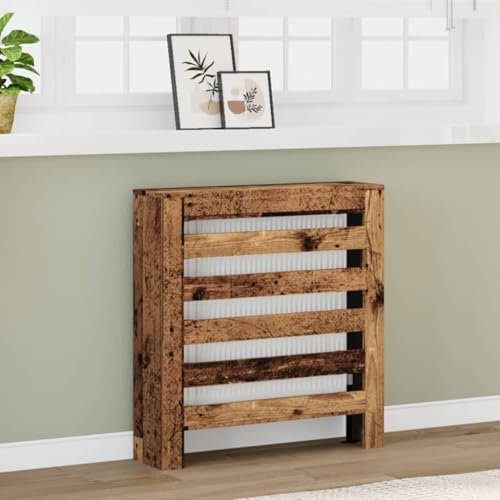 Sufrk Radiator Cover Old Wood 78x20x82 cm Engineered Wood-Radiator Cover Modern MDF Vertical Slats Wood Decorative Cabinet for Living Room Bedroom Hallway,Large