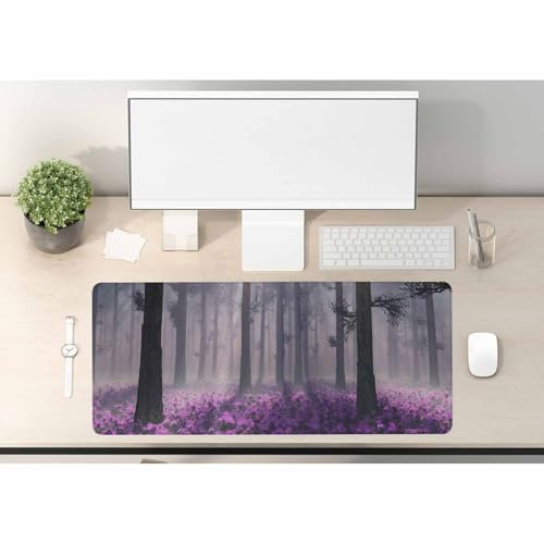 Woutay Desk Pad,Purple Flower Forest,Mouse Pad Gaming Large Desk Pad