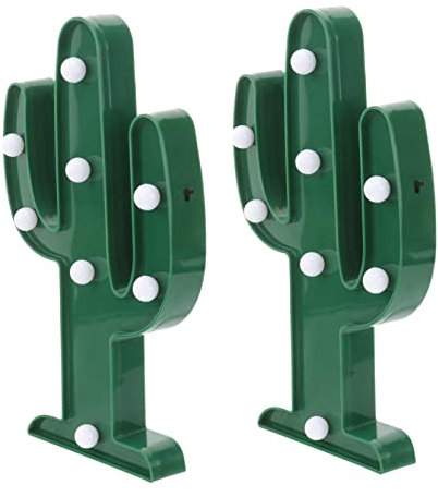 TOBBOMEY 2pcs Nordic Style Night Light Desktop Led Cactus Shaped Light for Scenario