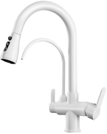 FQYEP Grifo de Cocina Fregadero con Osmosis Blanco Rotación 360° Grifos Cocina Fregadero Extraible 2 Modos Grifo Osmosis 3 Vias Blanco