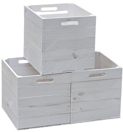 Teramico 3er Set farbenfrohe Holzkisten für KALLAX Regale | Perfekt zur Aufbewahrung von Büchern, Deko & mehr | Ideal für Wohnzimmer, Schlafzimmer & Büro | Maße: 37x32x33cm (Weiß)