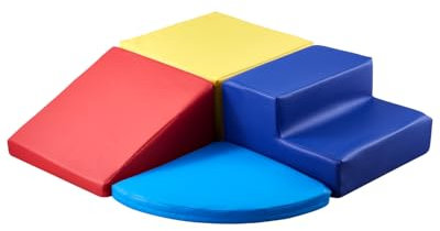 VEVOR Softbausteine, 4-teiliges Set, Schaumstoffbausteine für Kleinkinder von 6 Monaten bis 3 Jahren, Großbausteine aus PU-Leder, Indoor-Kletter- & Krabbelaktivitätsspielset zum Krabbeln & Rutschen