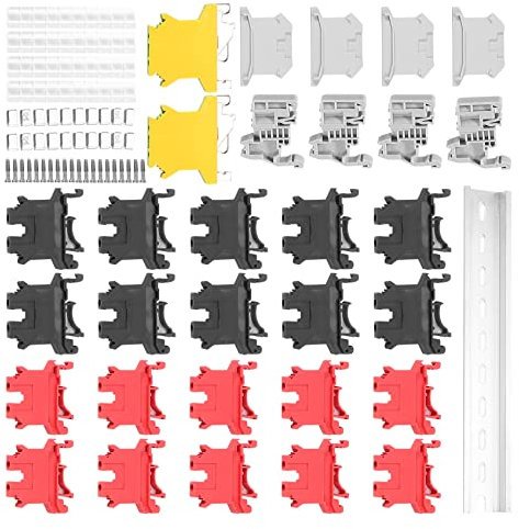 Sirxlevcy DIN Schienen Anschluss BlöCke Kit Terminal + Erdungs BlöCke + Aluminium Schiene + End Halterungen + End Abdeckungen + BrüCken Kits