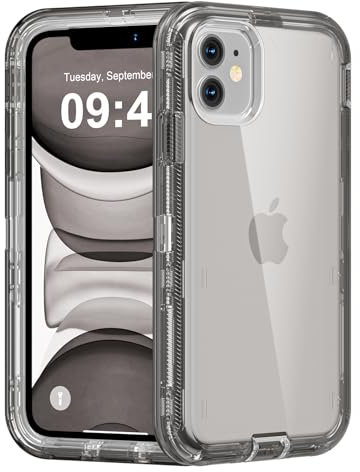 Follaroma for iPhone 11 Case, Heavy Duty Shockproof Protection Phone Cases, Anti-Drop, Dual Layer Transparent Protective Cover Compatible with iPhone 11, 6.1 inch, Crystal Gray