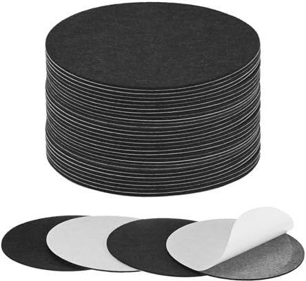 M METERXITY 30er Pack Lampenfuß Filz 6 Zoll Durchmesser 2mm Dicke Selbstklebende Runde Stoff Filz Pads Für Lampen/Möbel/DIY rutschfeste Faser Rückseite Patch Kreise Mit Klebeschicht [Schwarz]