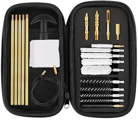 ToopMount Kit di Pulizia per Pistole Fucili, Fucili da Caccia, Set di Pulizia per Armi da Fuoco per Calibro 4,5/5,55/9/7,62/12,7 mm, Accessori per la Pulizia Delle Armi con Bacchette in Ottone
