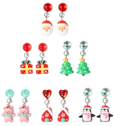 PinkSheep Einhorn Clip On Ohrringe für kleine Mädchen, Bling Earrings Regenbogen Ohrringe für Kinder, 6 Paare, Bestes Geschenk