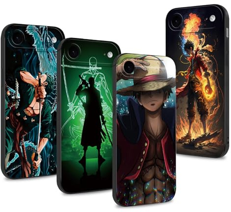 PBNDJVG 4 Stück Handyhülle für iPhone 17 Air Hülle 6.5'' Anime Luffy Zoro Gear 5 Sun God Nika Manga Muster Design Case Kameraschutz Schutzhülle TPU Silikon Weich Ultra Dünn- 02