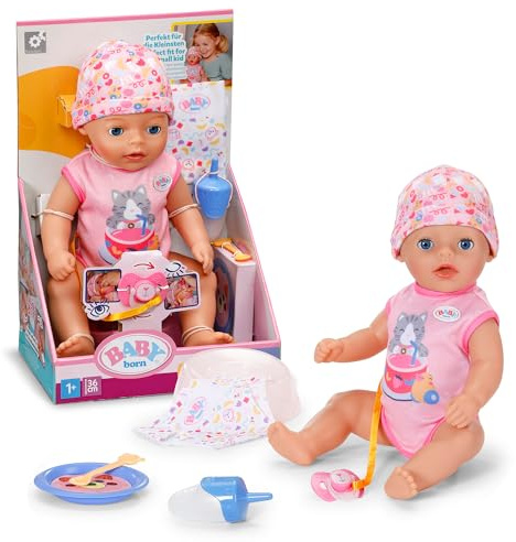 BABY Born Lena 36 cm Babypuppe im pinken Strampler mit 7 Funktionen