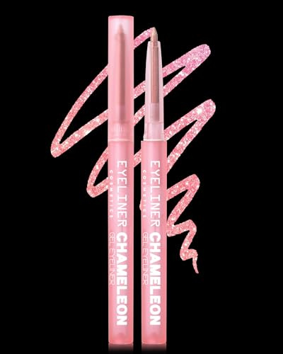 Paillettes Crayon Yeux Waterproof, Rose Eyeliner Longue Durée Haut Pigment | Eye Liner Waterproof, Chameleon Eyeliner Paillettes Longue Durée, Haut Pigment Stylo Paillette, Cadeau Maquillage Femme