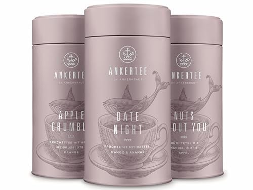 ANKERTEE Fruity Flavor Trio | Apple Crumble, Datenight, Nuts About You | 3 Teesorten im Vorteilsset | loser Tee | by Ankerkraut | Früchtetee Geschenkset
