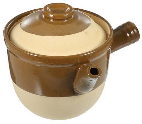 HOMOCONO 2l Pottery Clay Soup Rice Clay Pot with Nonstick Surface and High Temperature Resistance for Making Rice Noodles and Boiling Traditional Chinese Medicine