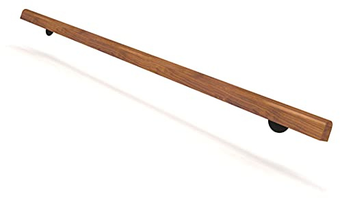 Generico Kit corrimano in Legno massello, 4 Metri, Antiscivolo, per Interni ed Esterni, con Impugnatura di Sicurezza, Montaggio a Parete, Ideale per Anziani, Giardino, terrazze, corridoi e Loft.