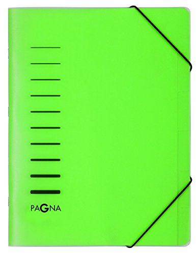 Pagna 40056-03 Ordnungsmappe 6-teilig aus PP, Eckspanngummi, grün farbiger Registerkarton, 1 Stück