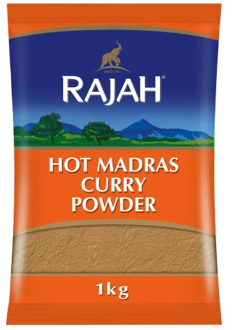 Rajah Spices Hot Madras Curry Powder 1KG I Curry Powder I Spicy Curry I Masala I Indian Spice I Indian Curry I Hot Madras I Madras Powder I (1kg)