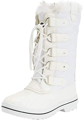 Donna Neve Avvio Nylon Tall Inverno Neve Impermeabile Pelliccia Pioggia - Bianco - 40