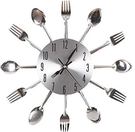 Gearmax® Nouvelle Conception de Mode Sliver Couverts Ustensile Horloge Murale Horloge Fourchette cuillère