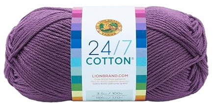Lion Brand Company Cotton Yarn, Purple, 15.24x6.35x6.35 cm