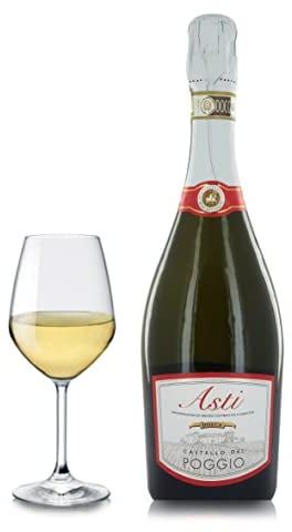 Castello Del Poggio Asti Spumante DOCG - Italian Sparkling Sweet Wine from Asti, Italy - Made from 100% Moscato Bianco Grapes - 75cl / 750ml, 7.0% ABV