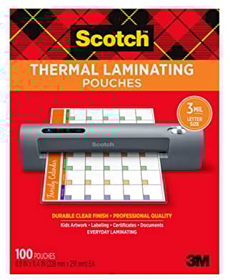 Scotch Thermo-Laminiertaschen, zur Verwendung mit Thermo-Laminiergeräten, 22,6 x 29,6 cm, Briefgröße, 100 Stück (1 Stück)