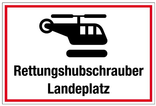 Hinweisschild Rettungshubschrauber Landeplatz aus selbstklebender Folie - in verschiedenen Größen erhältlich