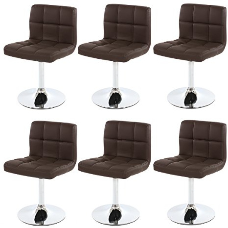 Mendler 6er-Set Esszimmerstuhl Kavala Kunstleder Chrom - braun | Drehstuhl, Stuhl